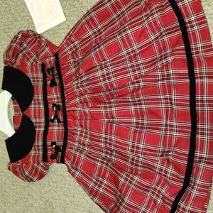 NWT Infant Girls Holiday Plaid Dress Vel etc Trim
